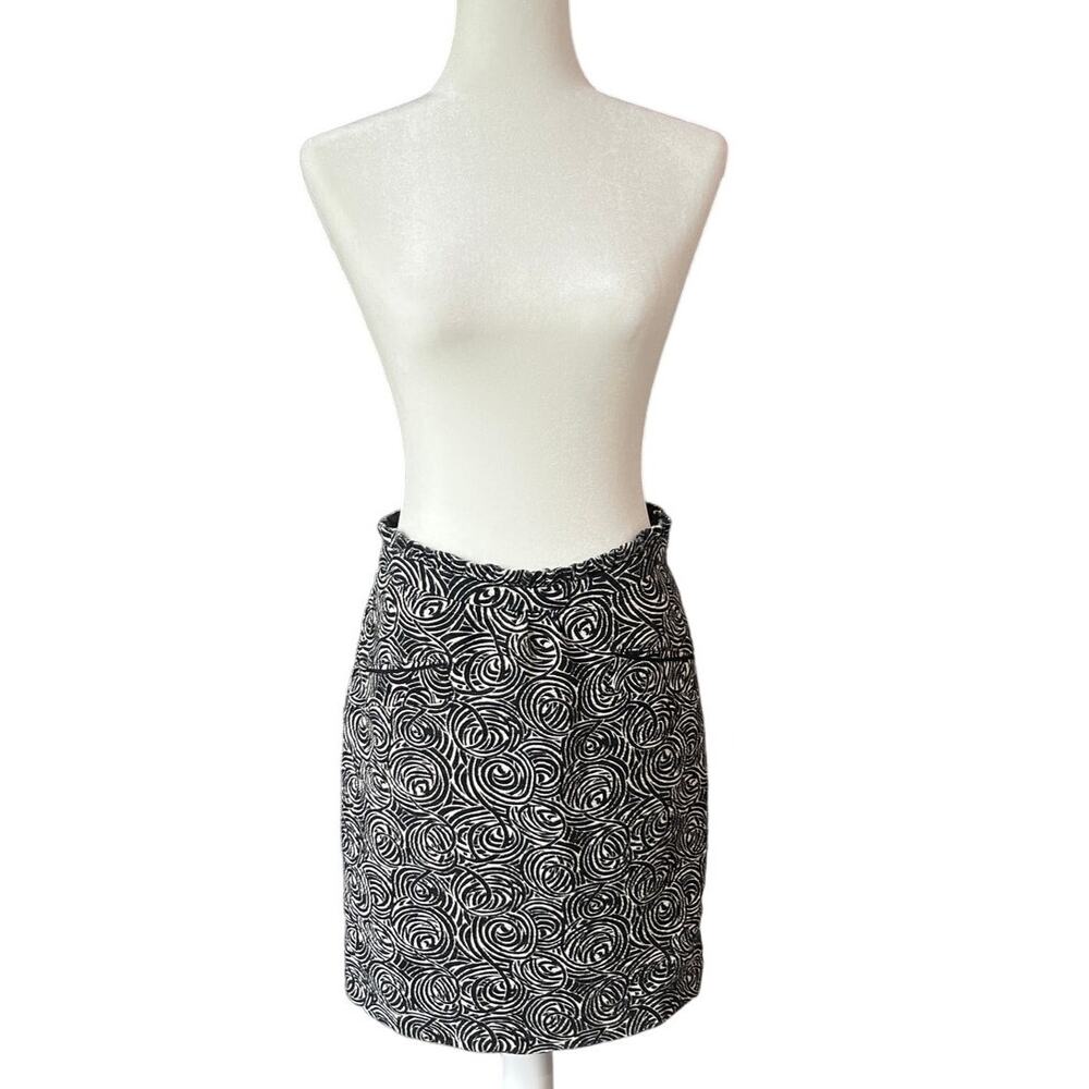 Elevenses Anthropologie Paper Bag Black Mini Skirt Women's Size 6 Boho Graphic